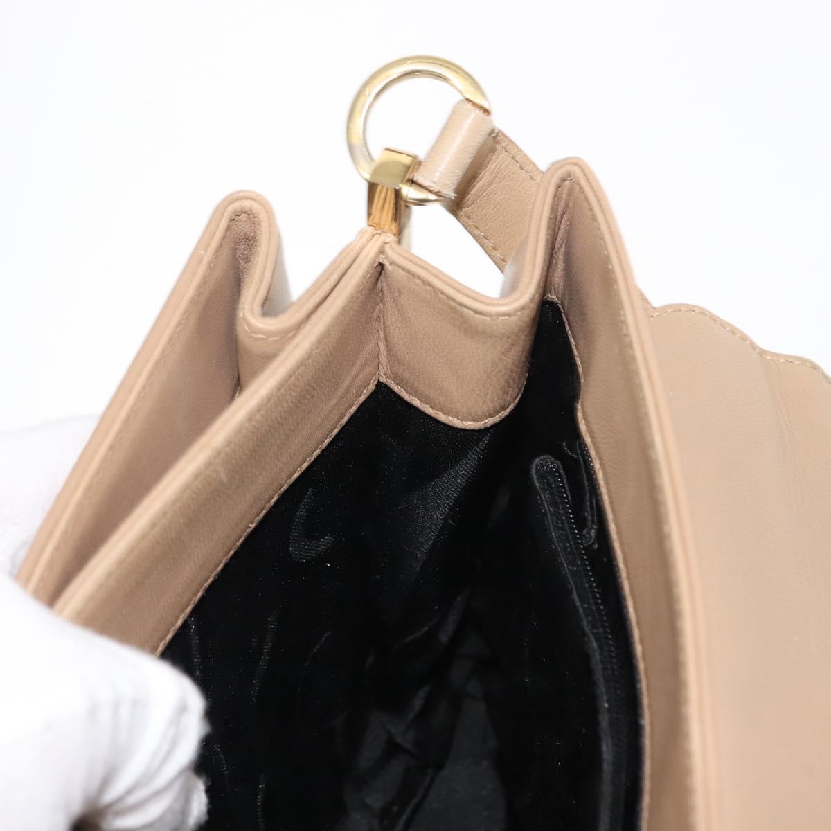 Salvatore Ferragamo Vala Shoulder Bag Leather Beige Auth BA6806