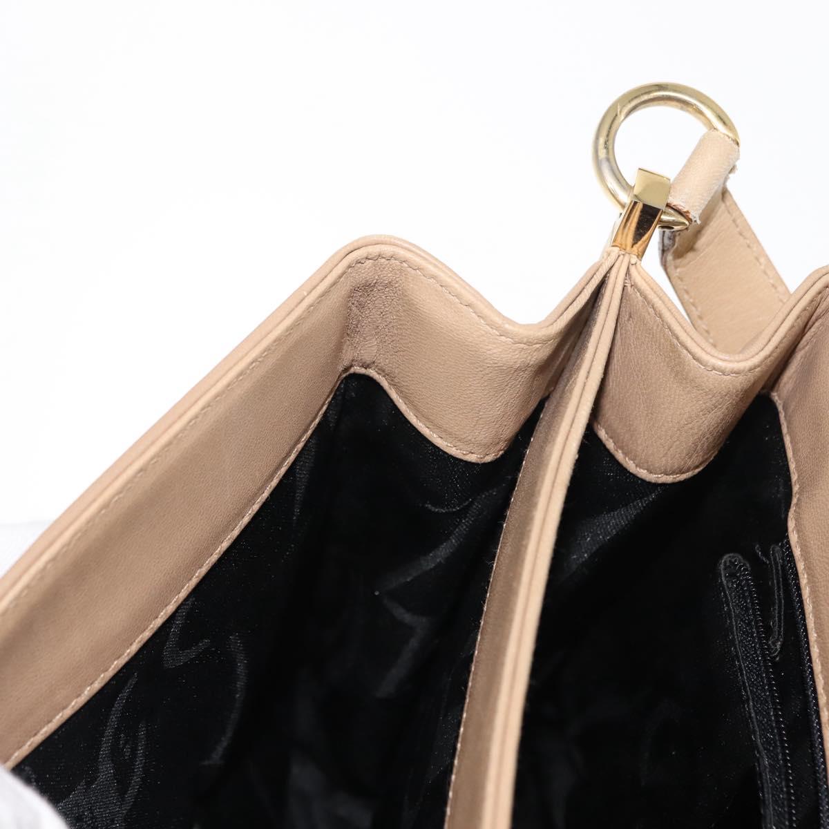 Salvatore Ferragamo Vala Shoulder Bag Leather Beige Auth BA6806