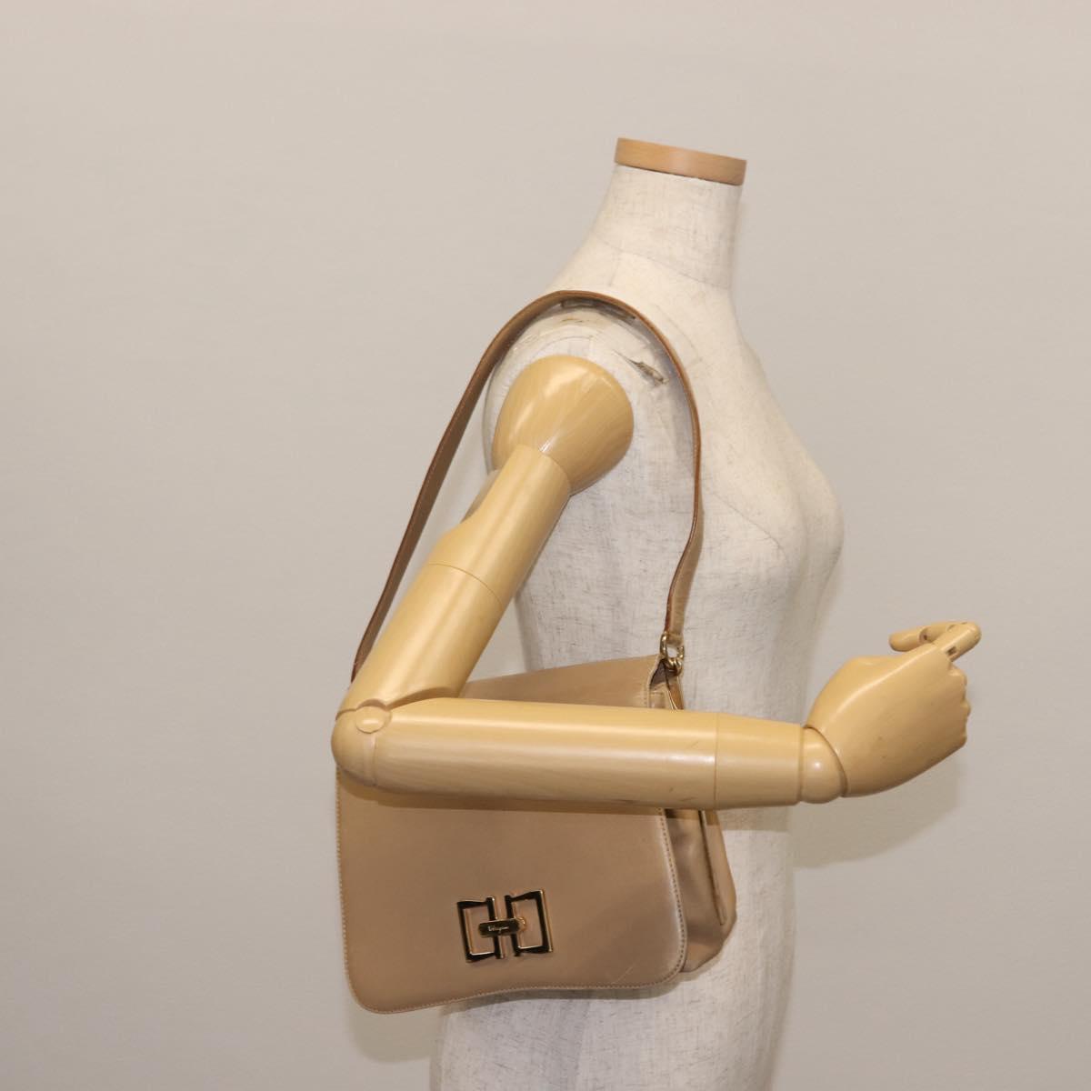 Salvatore Ferragamo Vala Shoulder Bag Leather Beige Auth BA6806