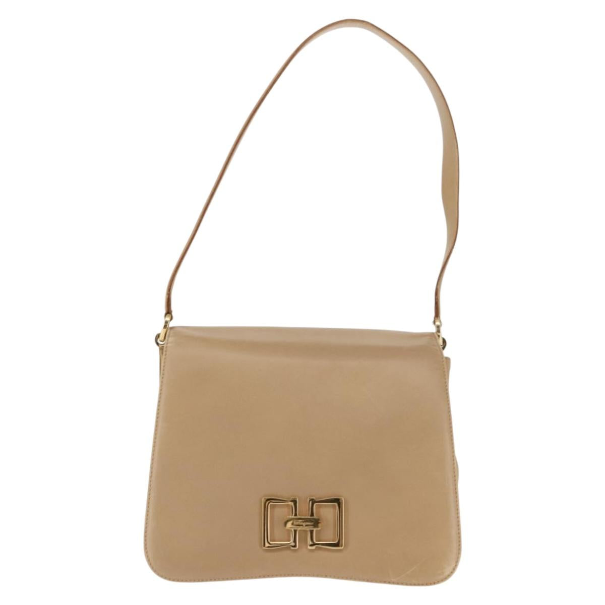 Salvatore Ferragamo Vala Shoulder Bag Leather Beige Auth BA6806