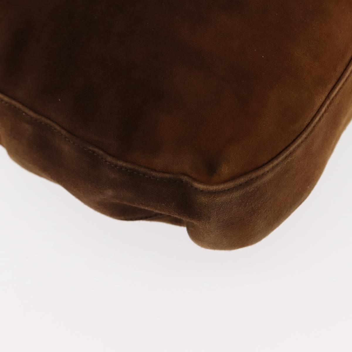 Salvatore Ferragamo Gancini Shoulder Bag Suede Brown Auth BA6808