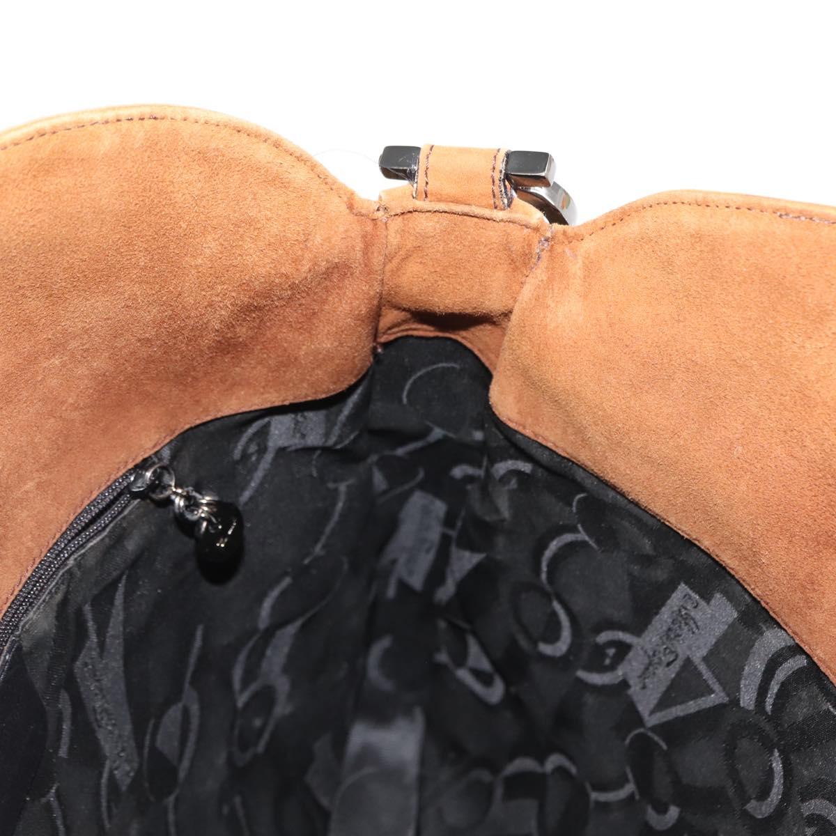 Salvatore Ferragamo Gancini Shoulder Bag Suede Brown Auth BA6808