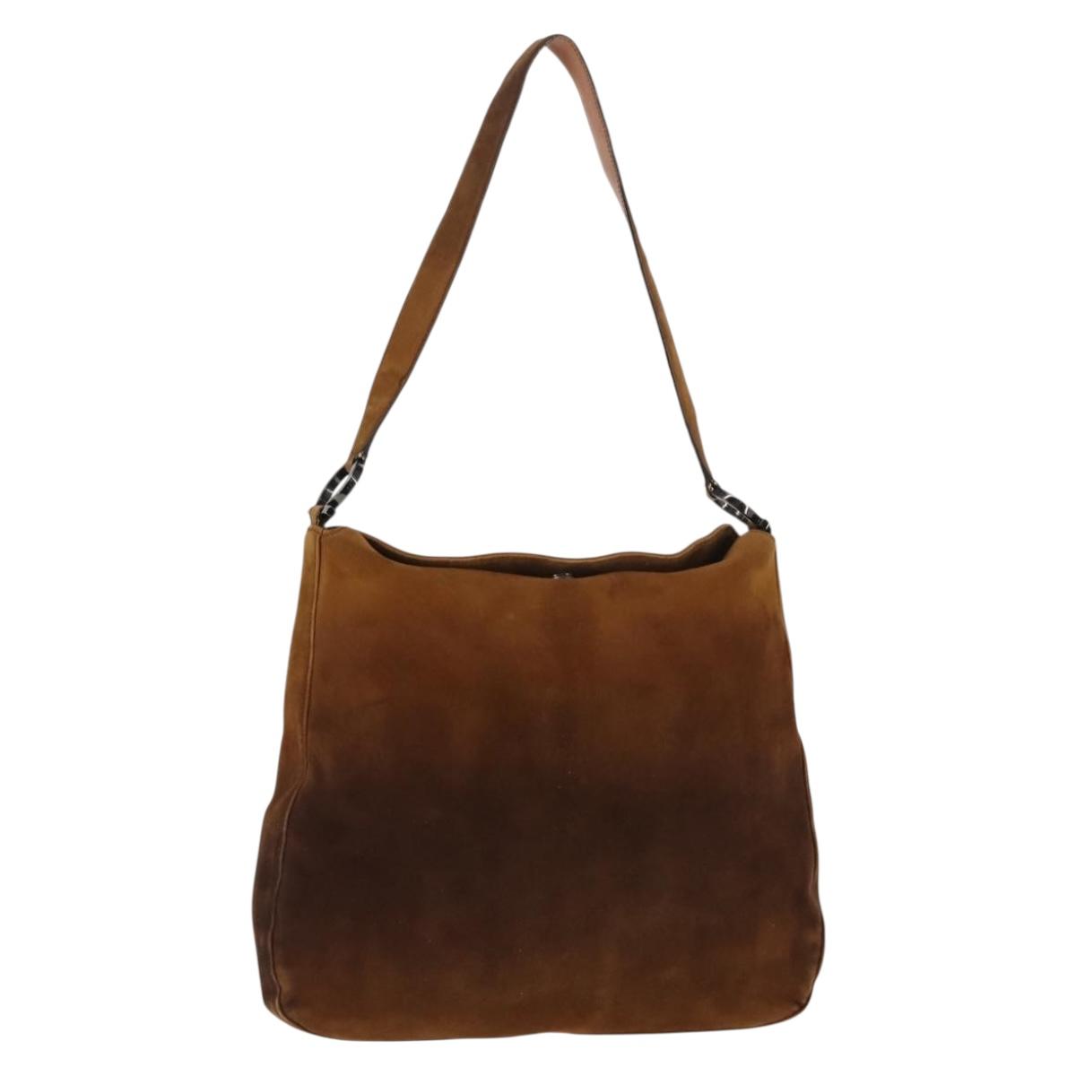 Salvatore Ferragamo Gancini Shoulder Bag Suede Brown Auth BA6808