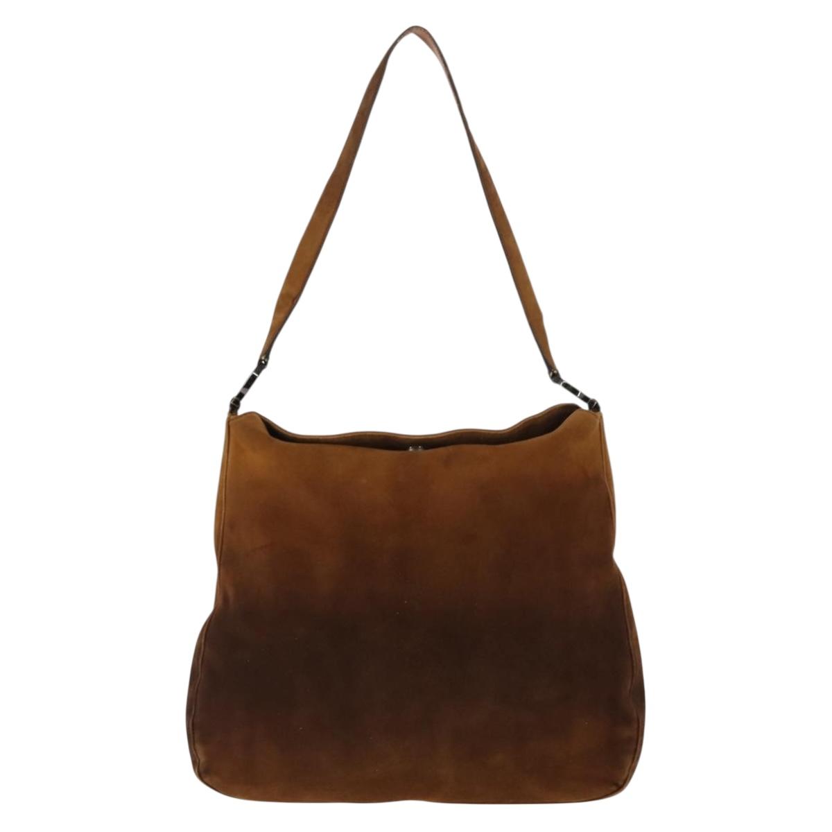 Salvatore Ferragamo Gancini Shoulder Bag Suede Brown Auth BA6808