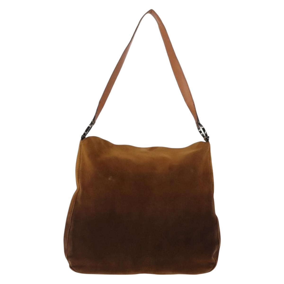 Salvatore Ferragamo Gancini Shoulder Bag Suede Brown Auth BA6808