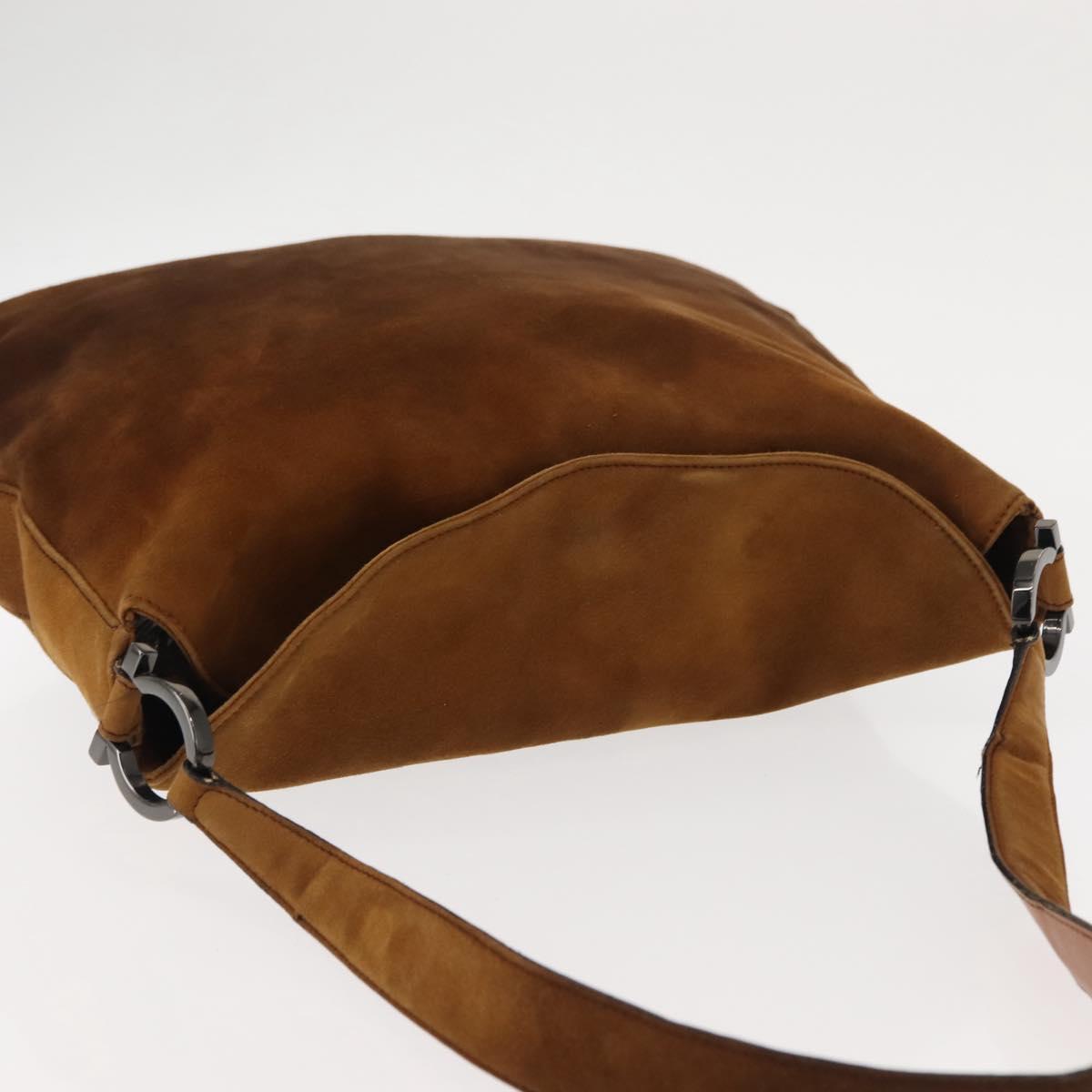 Salvatore Ferragamo Gancini Shoulder Bag Suede Brown Auth BA6808