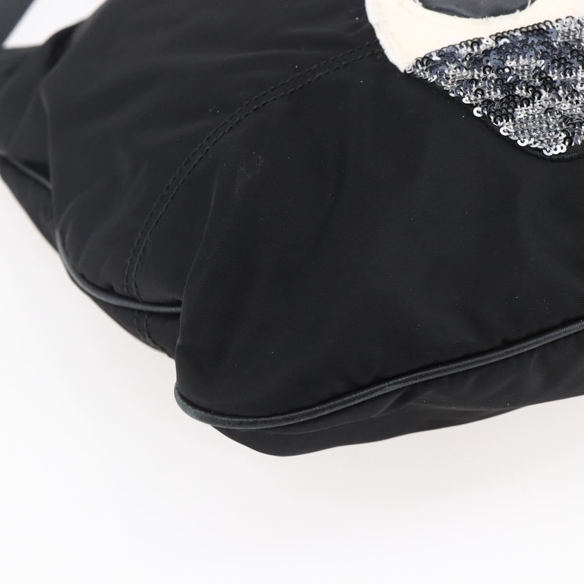 Salvatore Ferragamo Vala Hand Bag Nylon Leather 2way Black Silver Auth BA6809