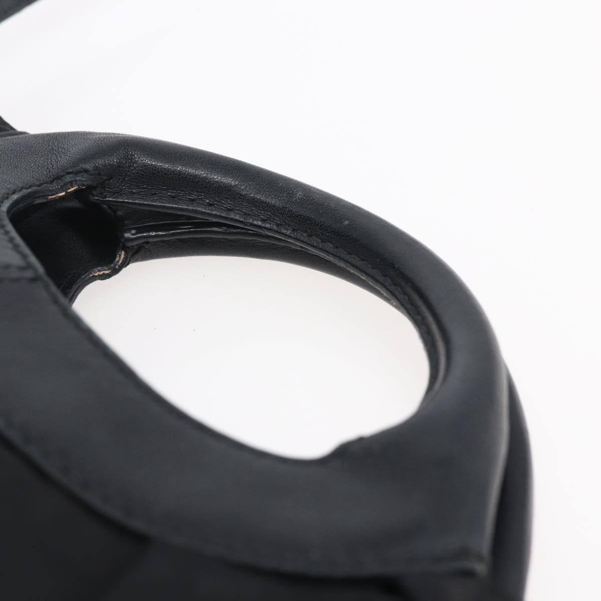 Salvatore Ferragamo Vala Hand Bag Nylon Leather 2way Black Silver Auth BA6809