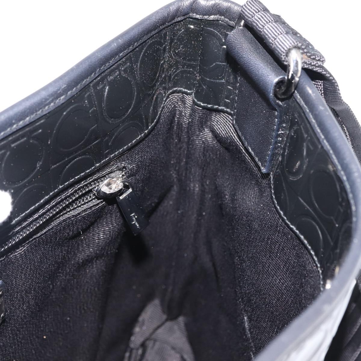 Salvatore Ferragamo Gancini Shoulder Bag Enamel Black Auth BA6810