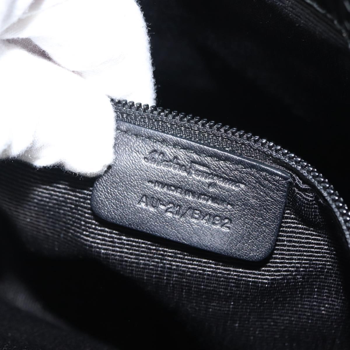 Salvatore Ferragamo Gancini Shoulder Bag Enamel Black Auth BA6810