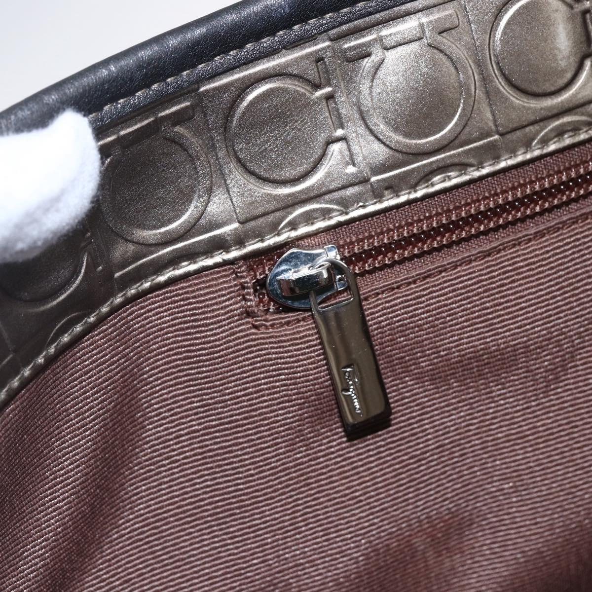 Salvatore Ferragamo Gancini Tote Bag Enamel Gold Auth BA6811