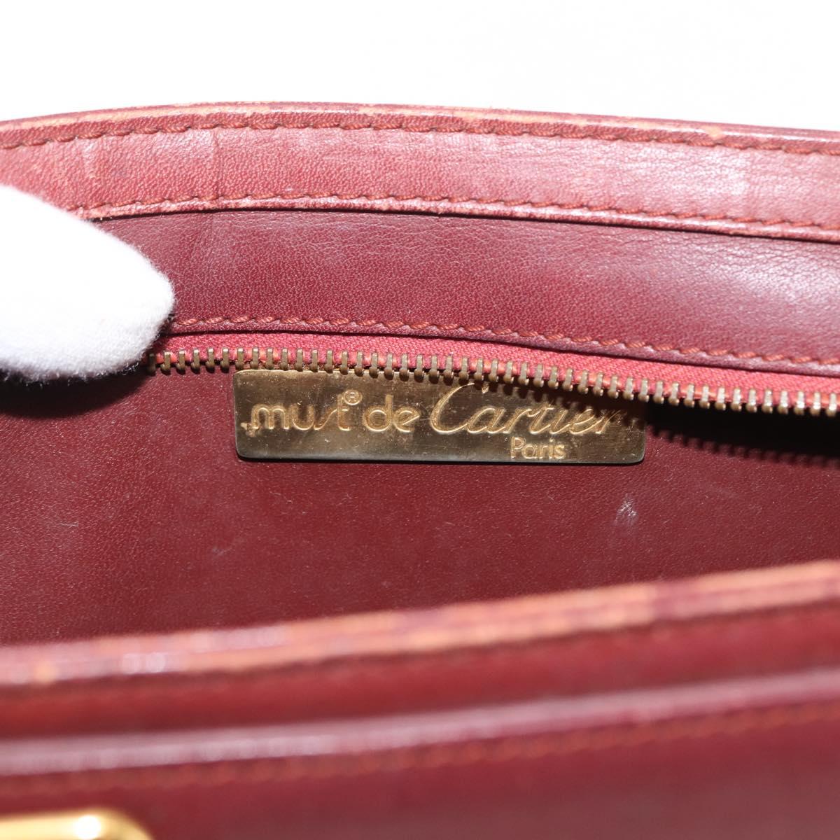 CARTIER Must Line Clutch Bag Leather Bordeaux Auth BA6812