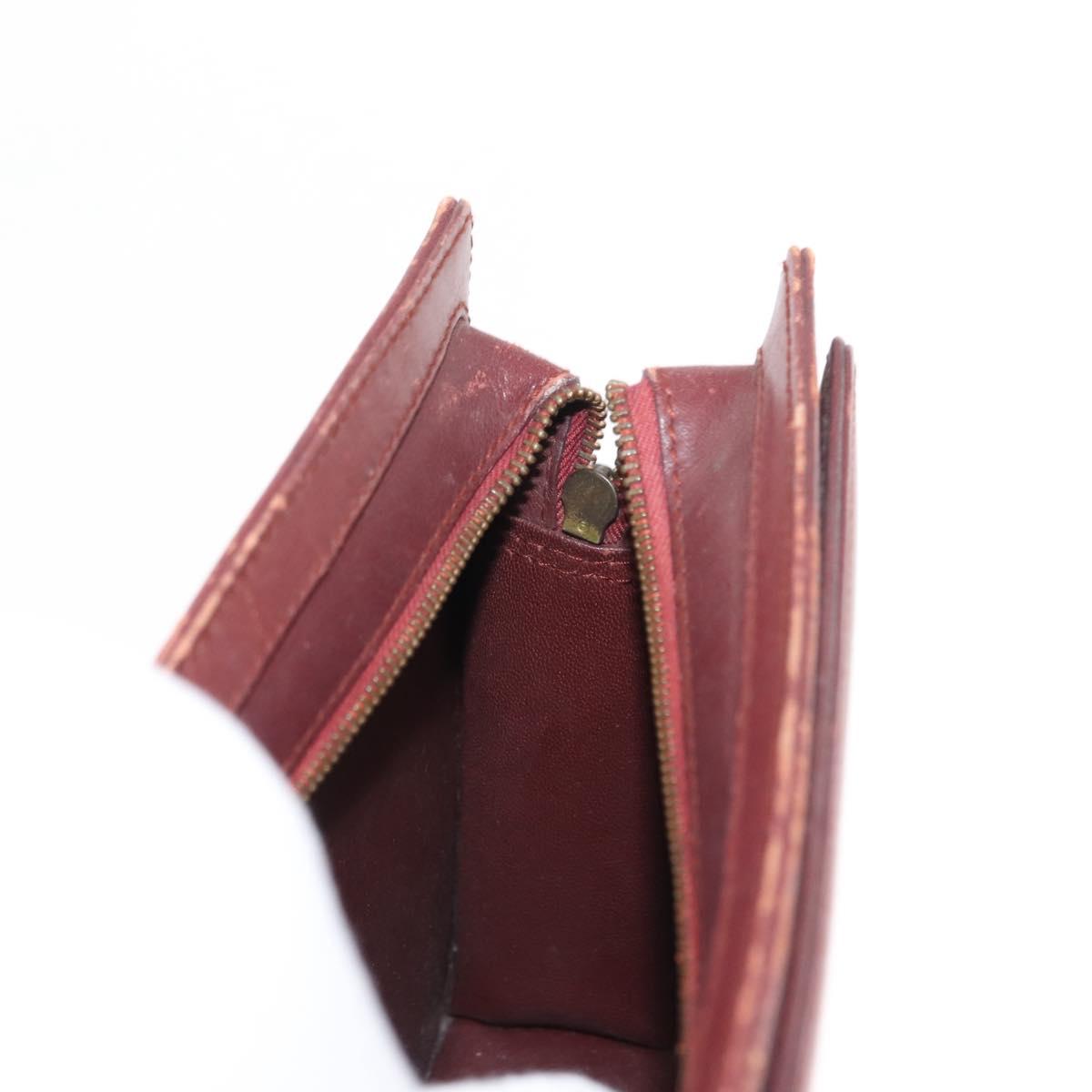 CARTIER Must Line Clutch Bag Leather Bordeaux Auth BA6812