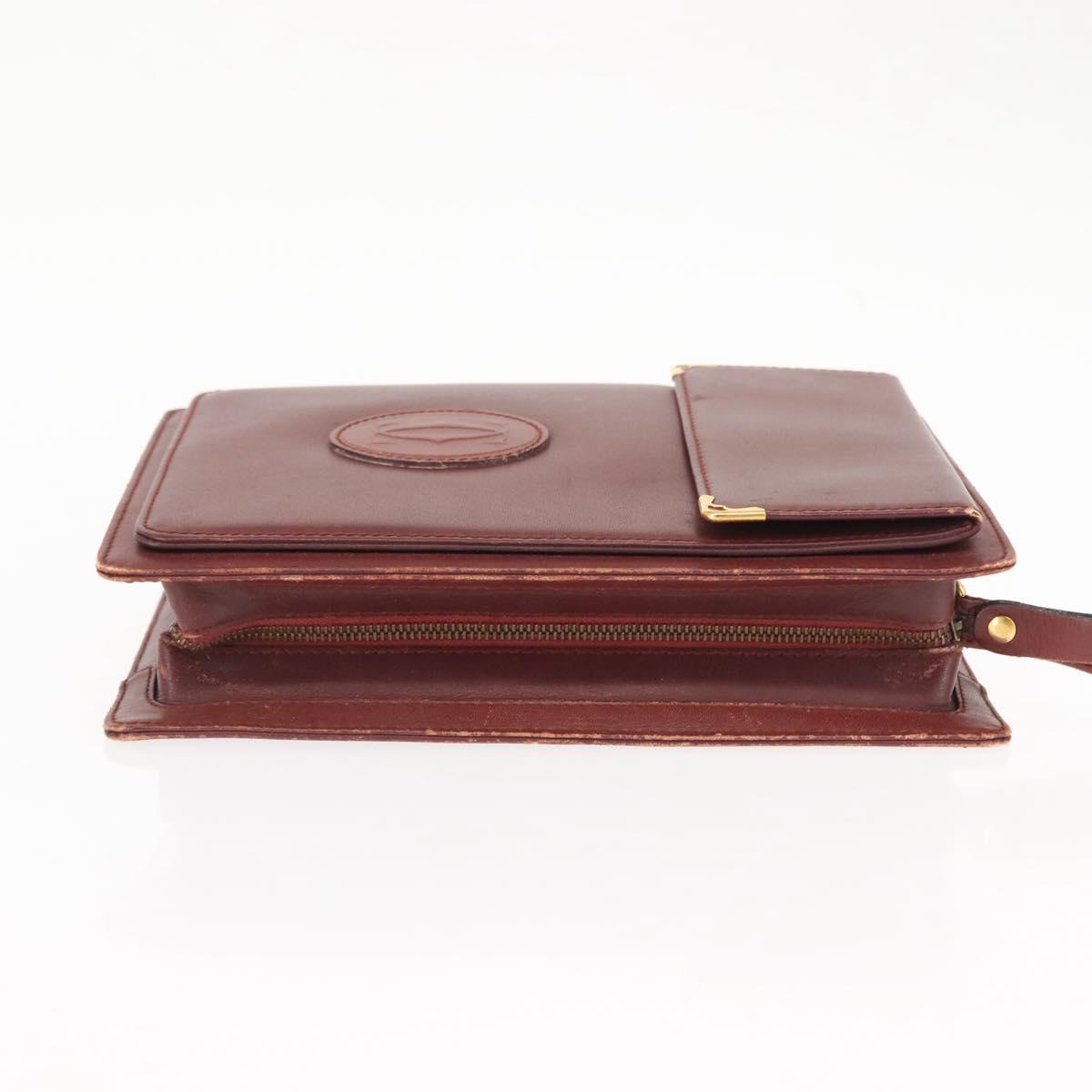CARTIER Must Line Clutch Bag Leather Bordeaux Auth BA6812