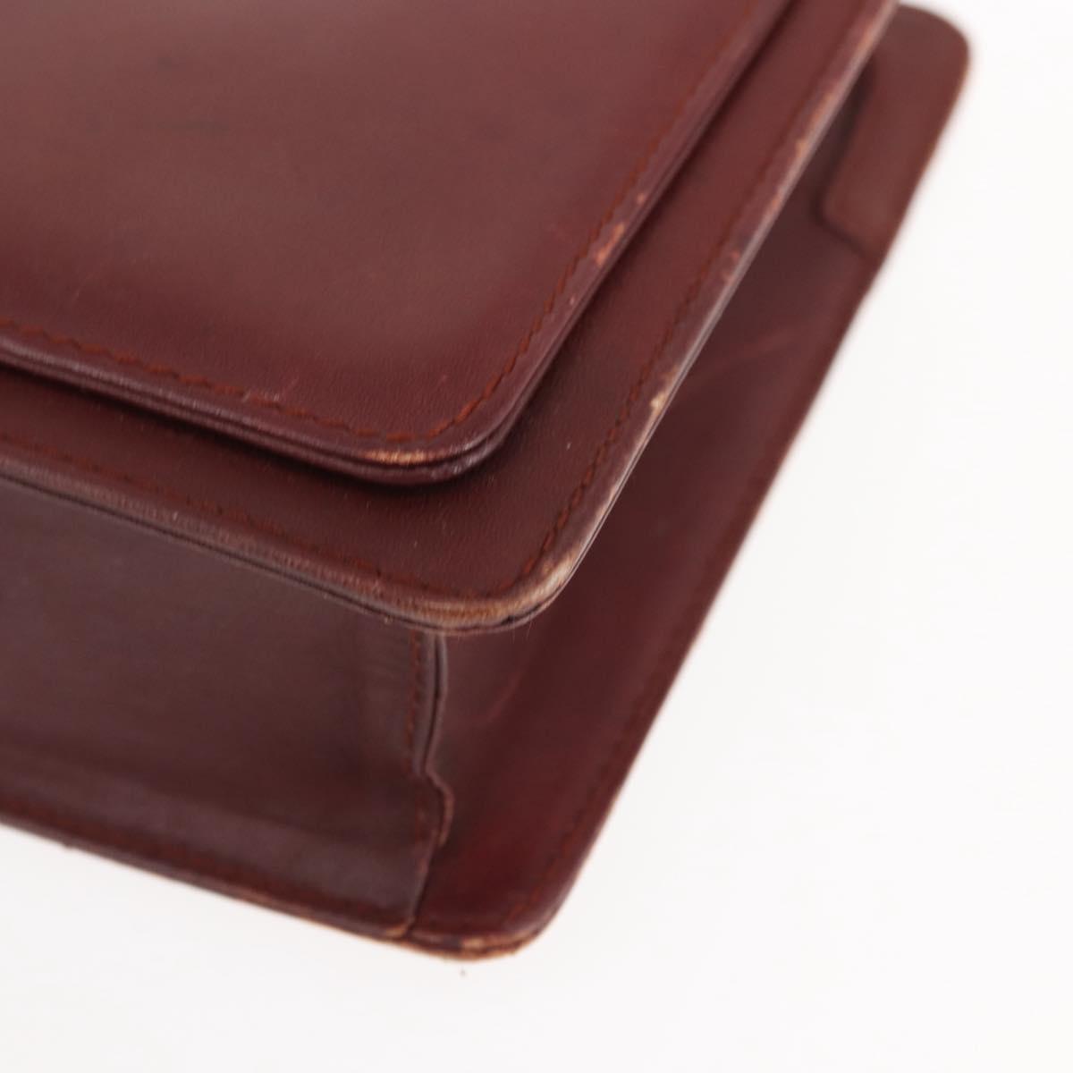 CARTIER Must Line Clutch Bag Leather Bordeaux Auth BA6812