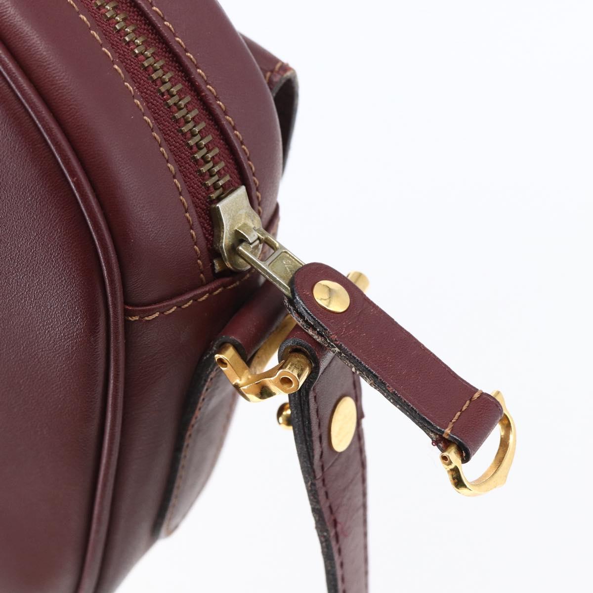 CARTIER Must Line Shoulder Bag Leather Bordeaux Auth BA6813