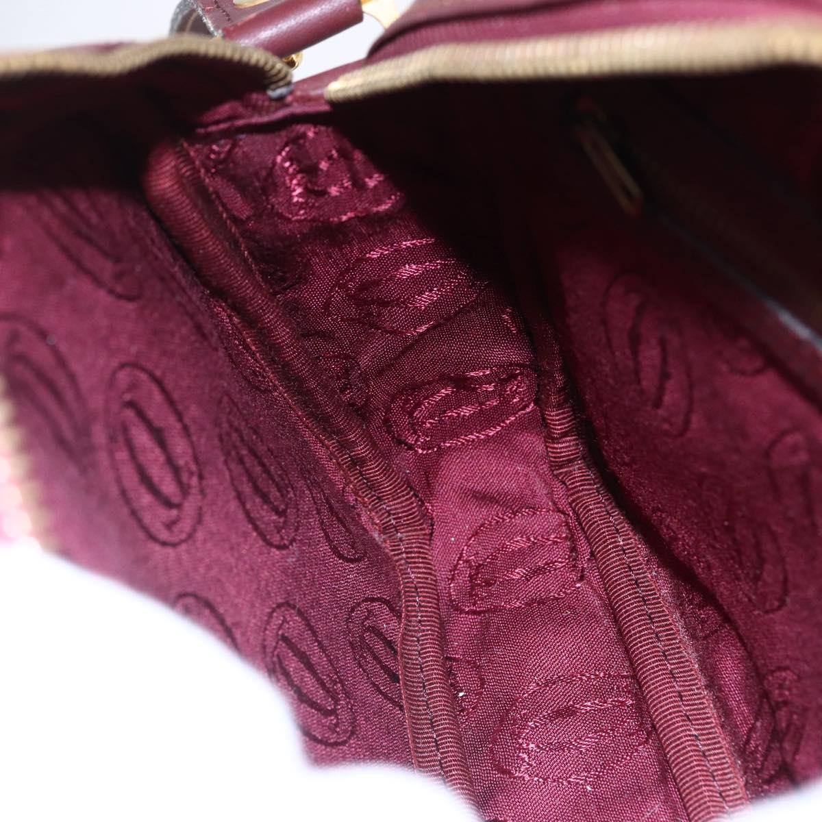 CARTIER Must Line Shoulder Bag Leather Bordeaux Auth BA6813