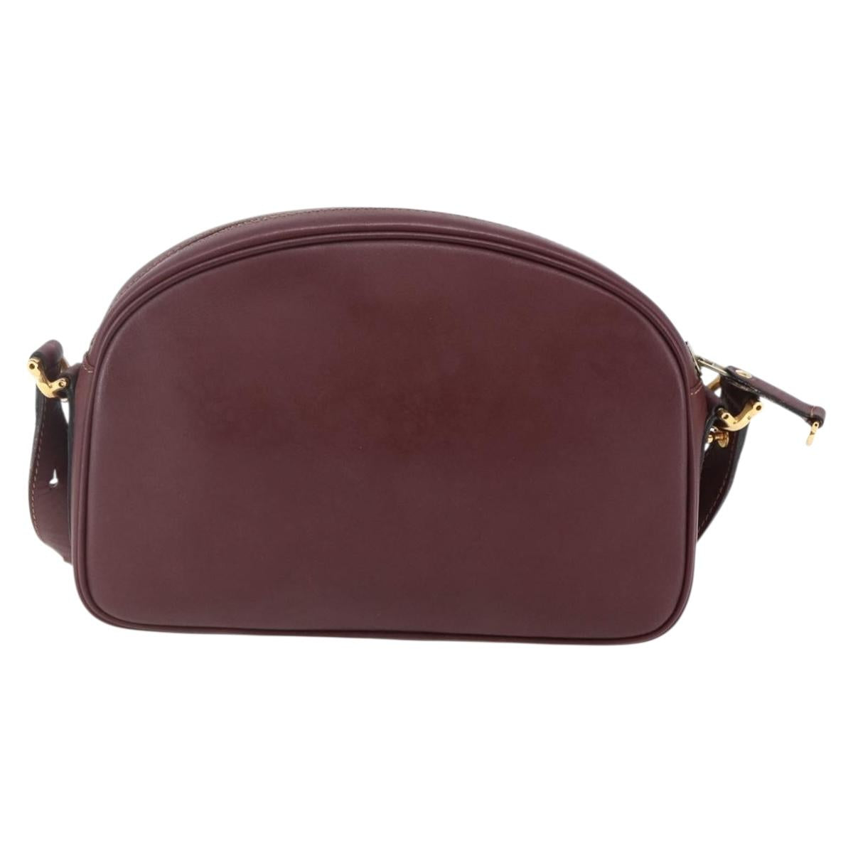 CARTIER Must Line Shoulder Bag Leather Bordeaux Auth BA6813
