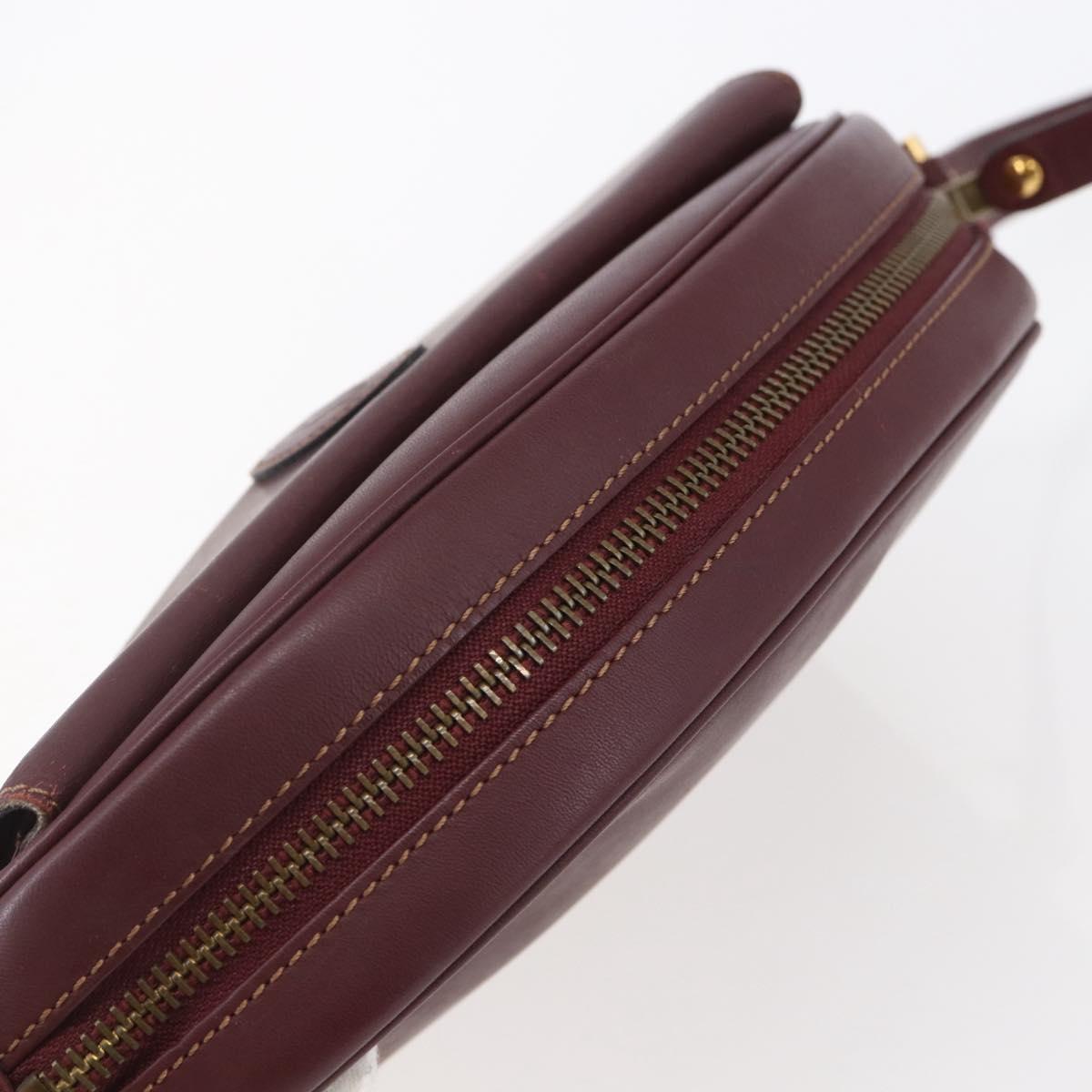 CARTIER Must Line Shoulder Bag Leather Bordeaux Auth BA6813