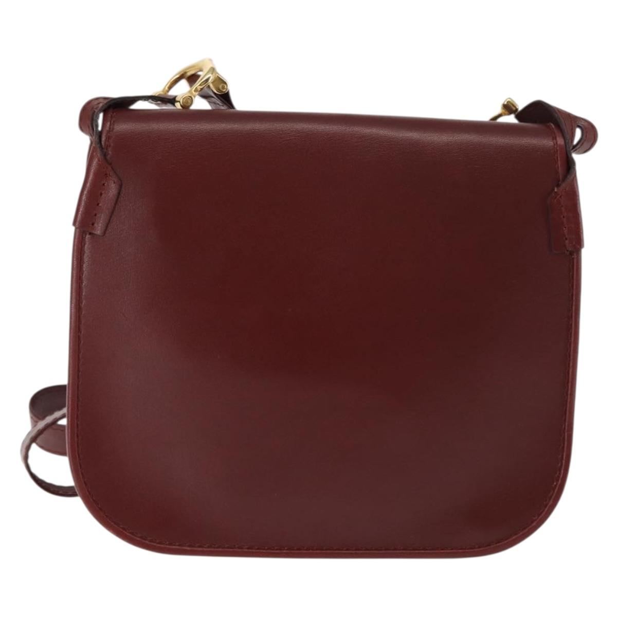CARTIER Must Line Shoulder Bag Leather Bordeaux Auth BA6814