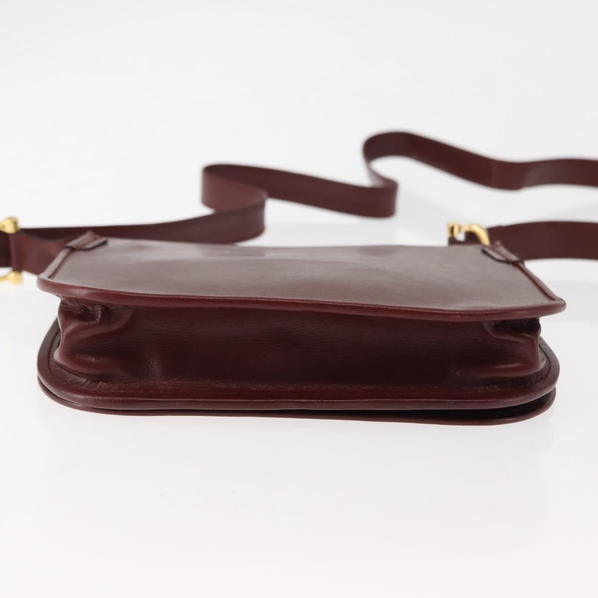 CARTIER Must Line Shoulder Bag Leather Bordeaux Auth BA6814