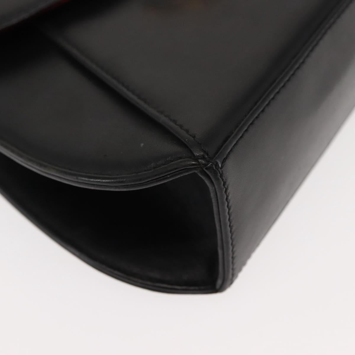 CARTIER PANTHERE Shoulder Bag Leather Black Auth BA6815