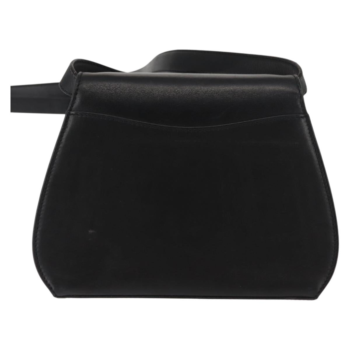 CARTIER PANTHERE Shoulder Bag Leather Black Auth BA6815