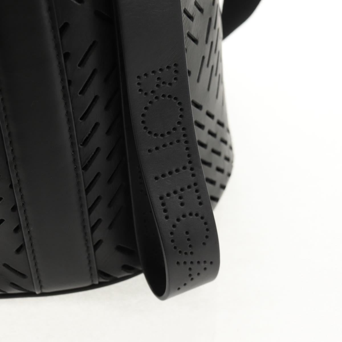 BOTTEGA VENETA Bucket Shoulder Bag Punching leather Black Auth BA6816M