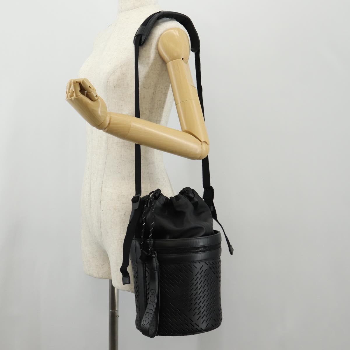 BOTTEGA VENETA Bucket Shoulder Bag Punching leather Black Auth BA6816M