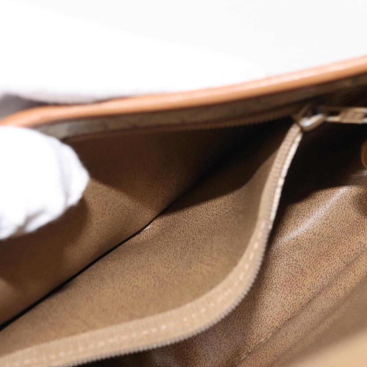 Christian Dior Honeycomb Canvas Shoulder Bag PVC Leather Beige Auth BA6818