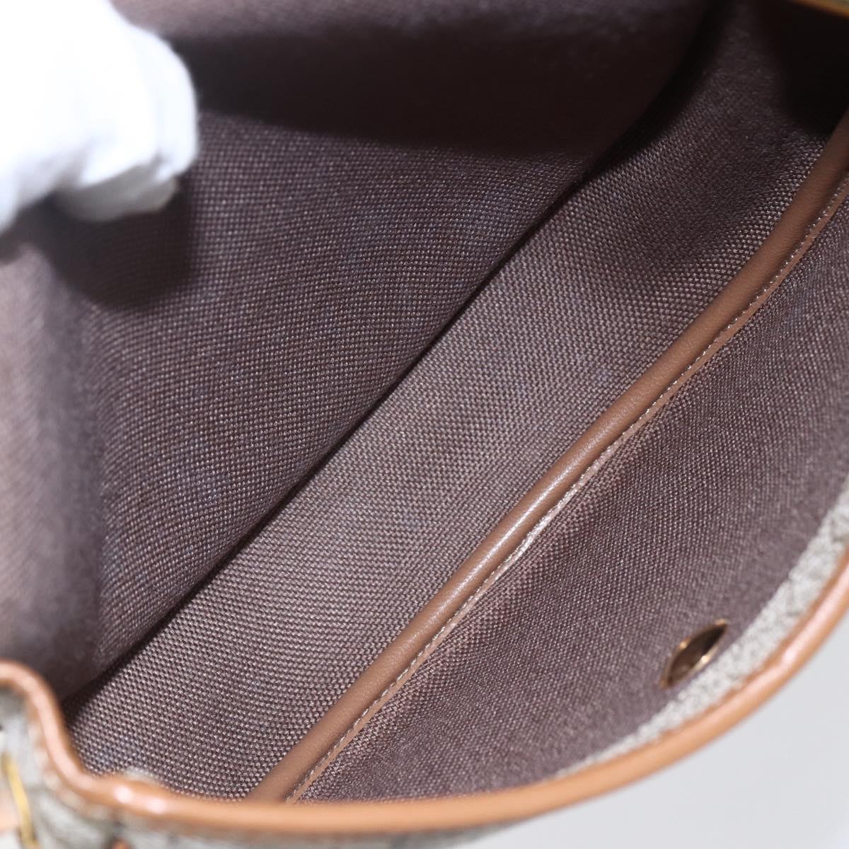 Christian Dior Honeycomb Canvas Shoulder Bag PVC Leather Beige Auth BA6819