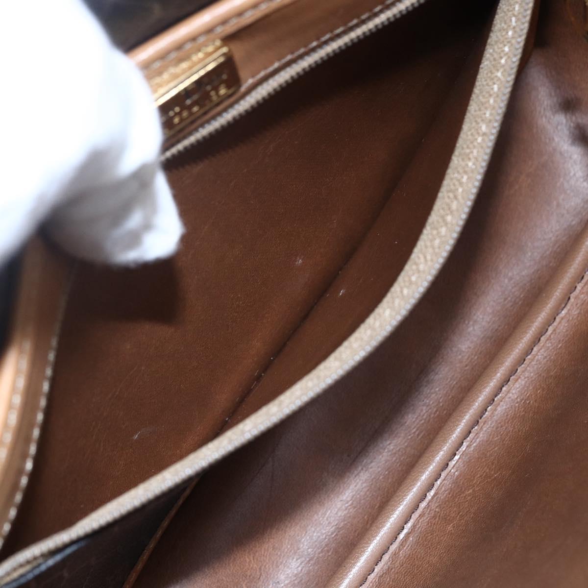 Christian Dior Honeycomb Canvas Shoulder Bag PVC Leather Black Auth BA6820