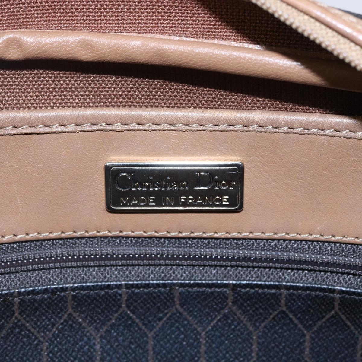 Christian Dior Honeycomb Canvas Shoulder Bag PVC Leather Black Auth BA6821