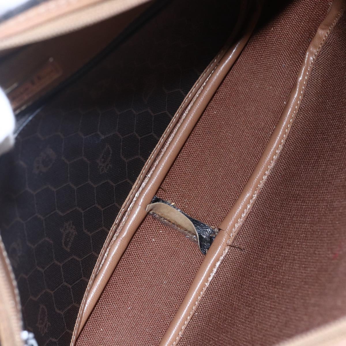 Christian Dior Honeycomb Canvas Shoulder Bag PVC Leather Black Auth BA6821