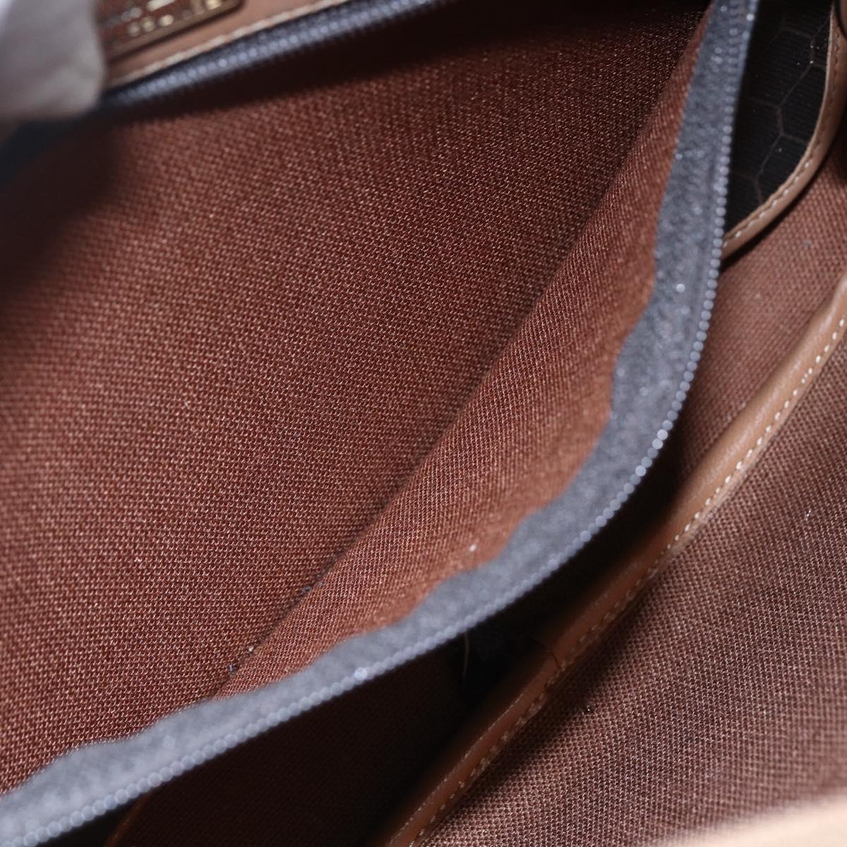 Christian Dior Honeycomb Canvas Shoulder Bag PVC Leather Black Auth BA6821