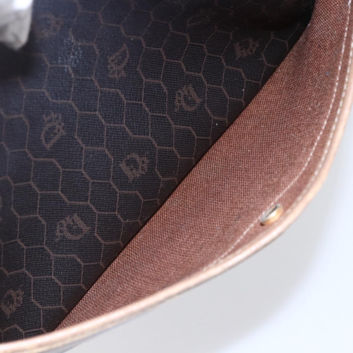 Christian Dior Honeycomb Canvas Shoulder Bag PVC Leather Black Auth BA6821