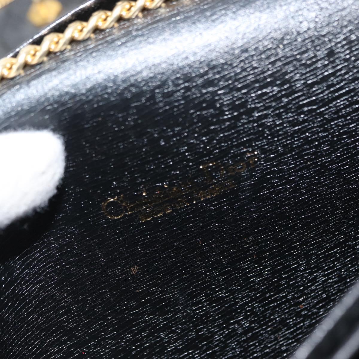Christian Dior Chain Shoulder Bag Leather Black Auth BA6823