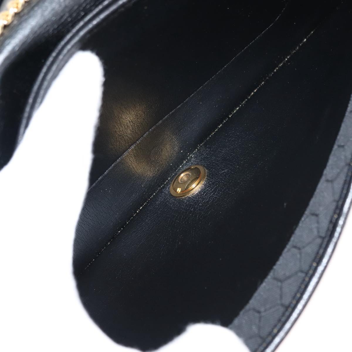 Christian Dior Chain Shoulder Bag Leather Black Auth BA6823