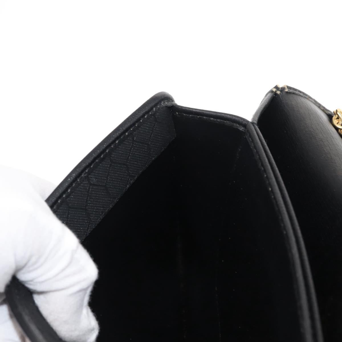 Christian Dior Chain Shoulder Bag Leather Black Auth BA6823