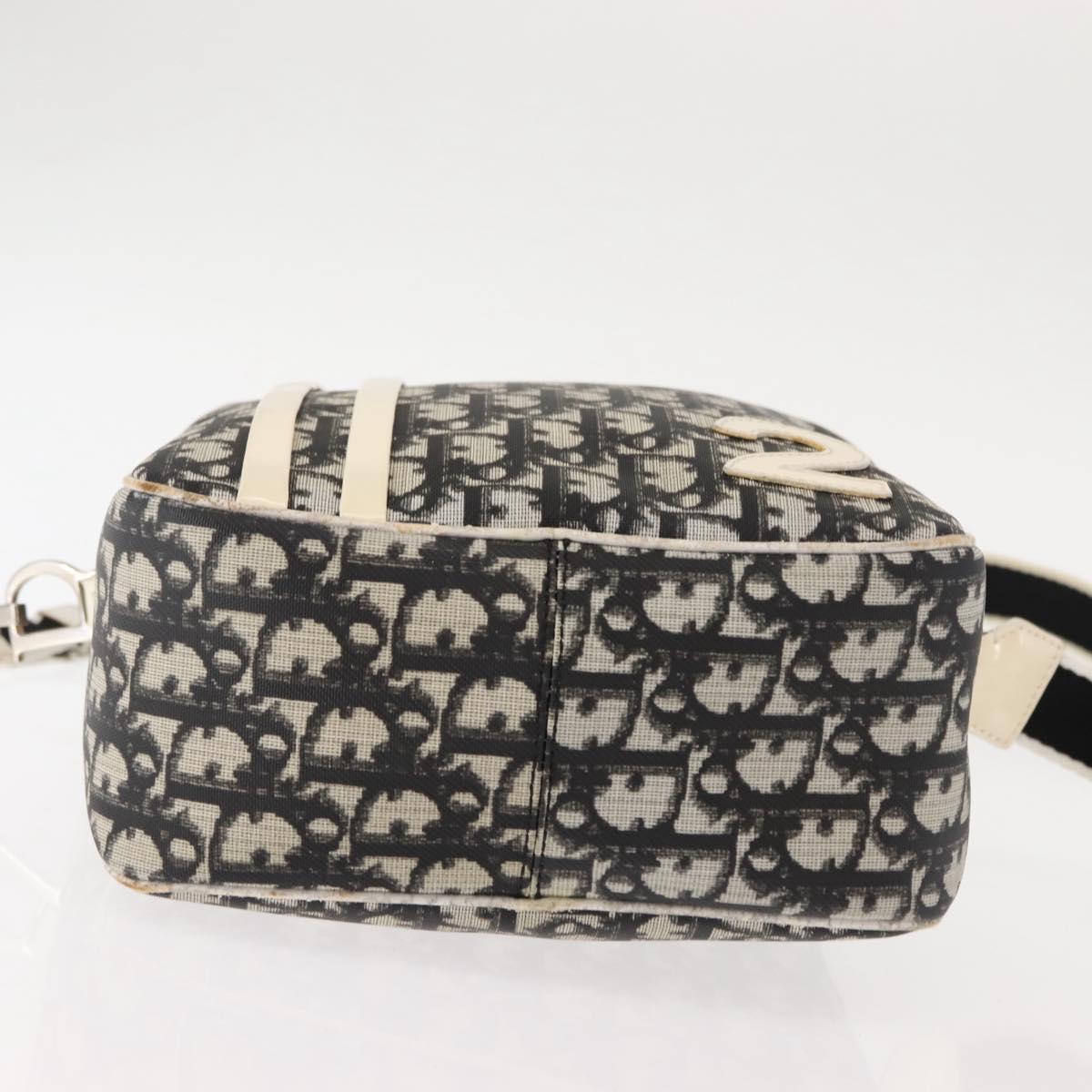 Christian Dior Trotter Canvas Shoulder Bag PVC Leather White Black Auth BA6825