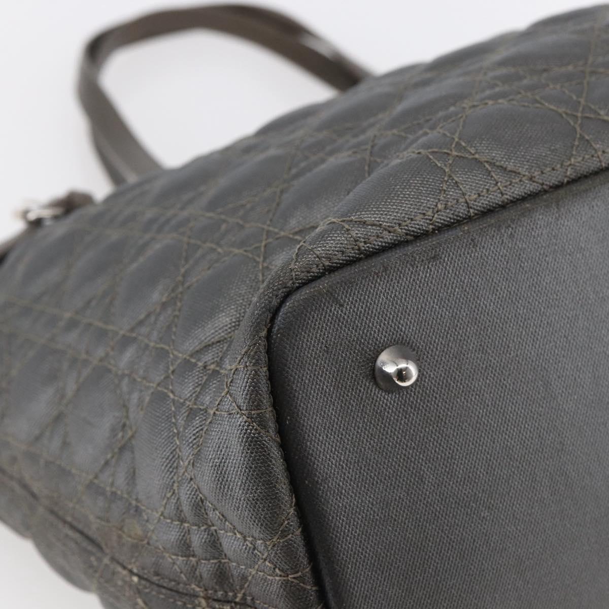 Christian Dior Canage Tote Bag Coated Canvas Gray Auth BA6826