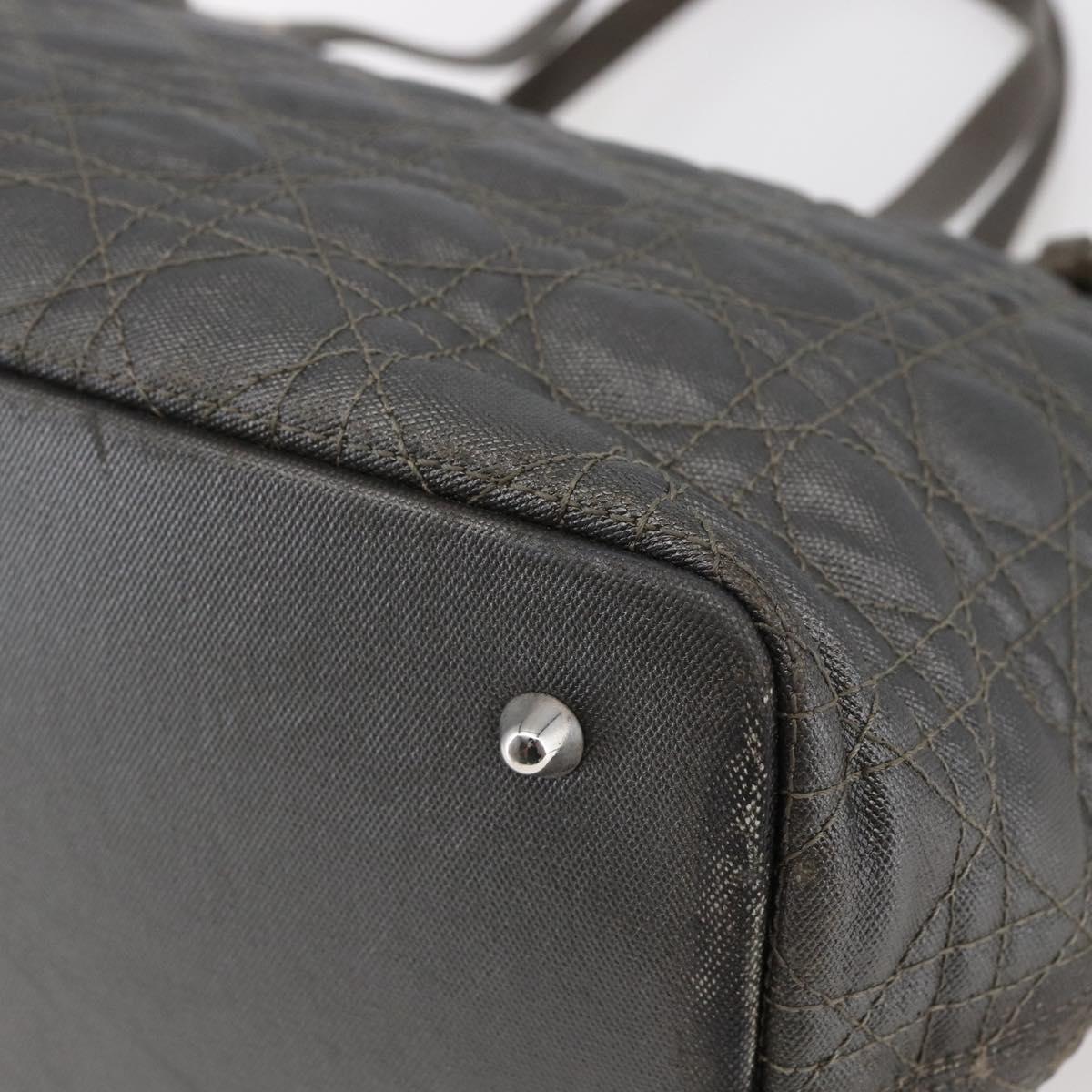 Christian Dior Canage Tote Bag Coated Canvas Gray Auth BA6826