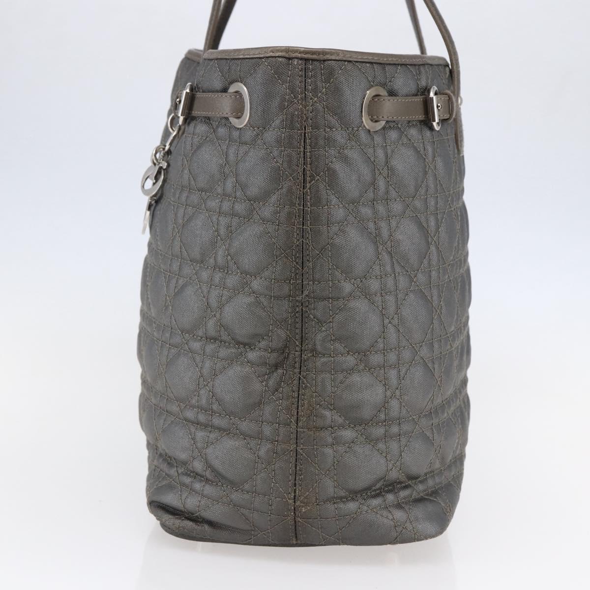 Christian Dior Canage Tote Bag Coated Canvas Gray Auth BA6826