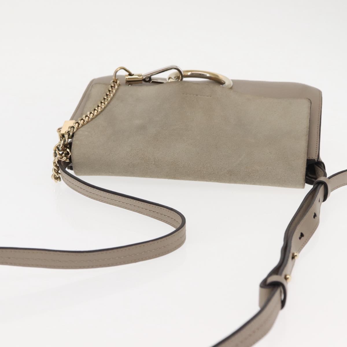 Chloe Fay Shoulder Bag Suede Leather Beige Auth BA6827