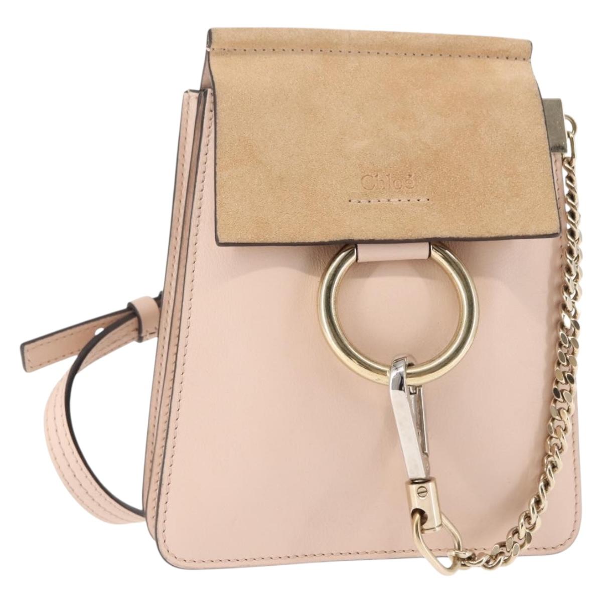 Chloe Fay Shoulder Bag Suede Leather Pink Auth BA6828