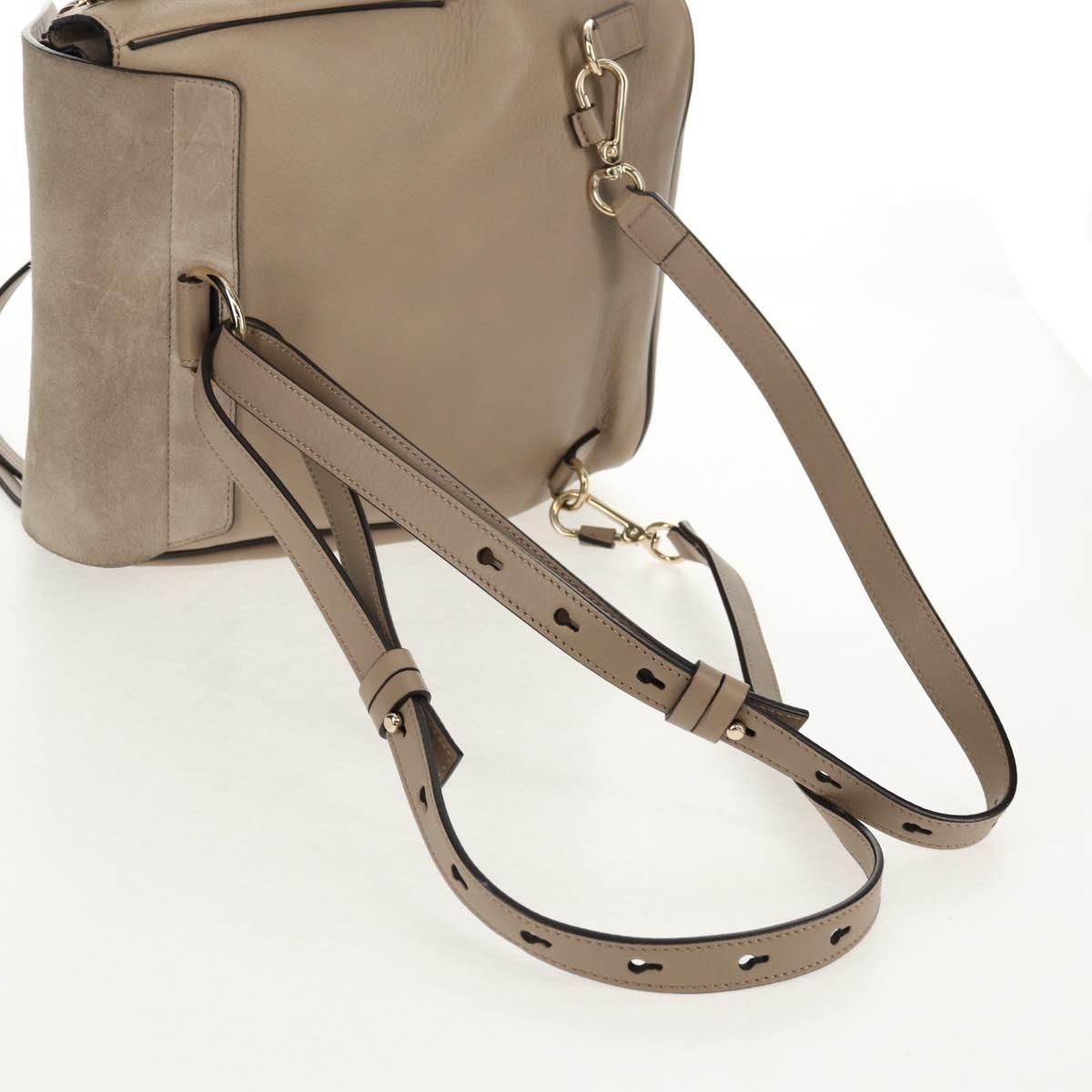 Chloe Fay Backpack Suede Leather Beige Gold Auth BA6829