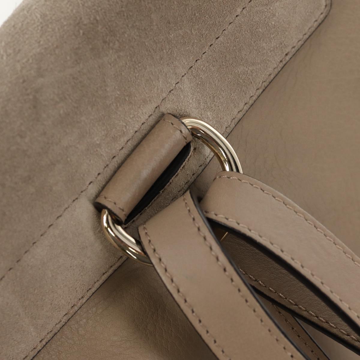 Chloe Fay Backpack Suede Leather Beige Gold Auth BA6829