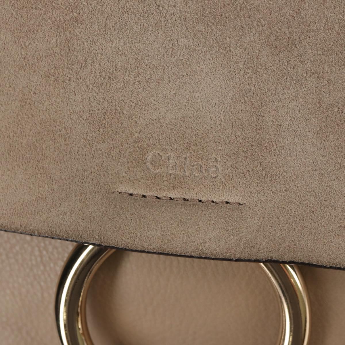 Chloe Fay Backpack Suede Leather Beige Gold Auth BA6829