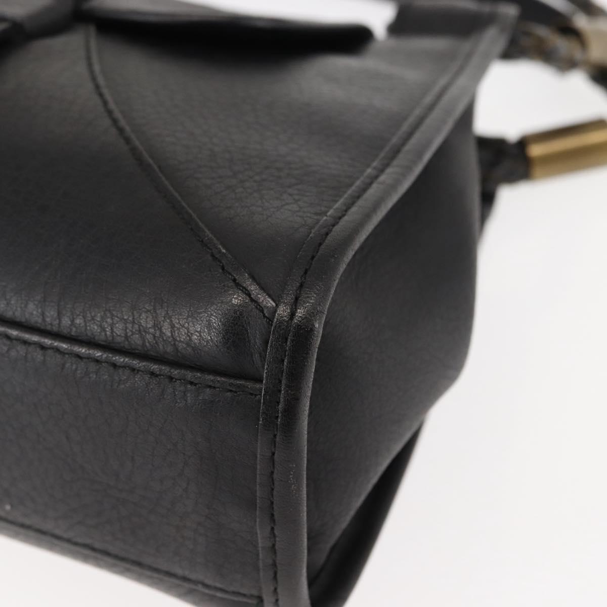 Chloe Hand Bag Leather Black Auth BA6832