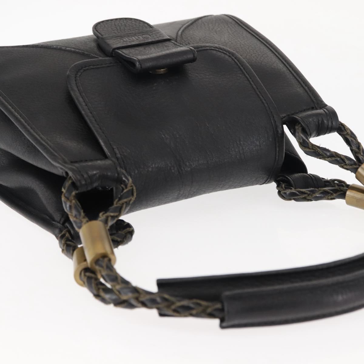 Chloe Hand Bag Leather Black Auth BA6832